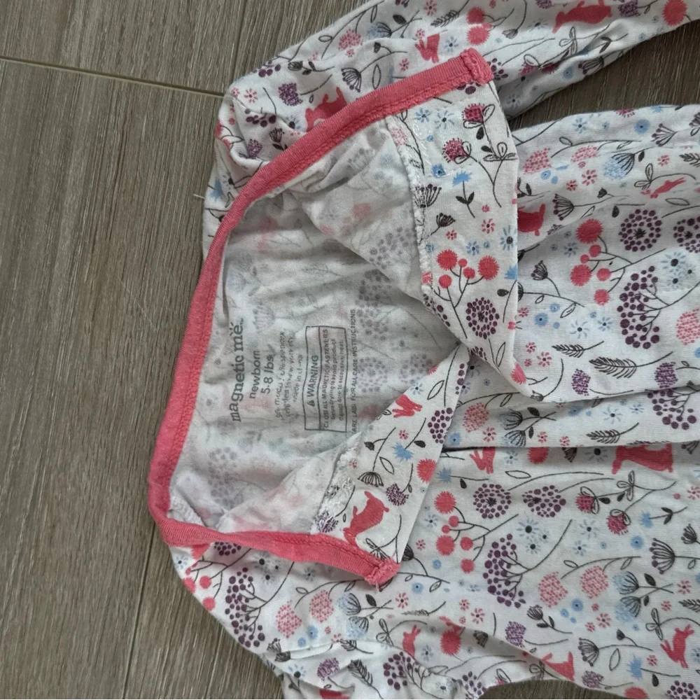 Pink Floral Footed One-Piece Pajamas - magnetic me - Picture 2 of 3